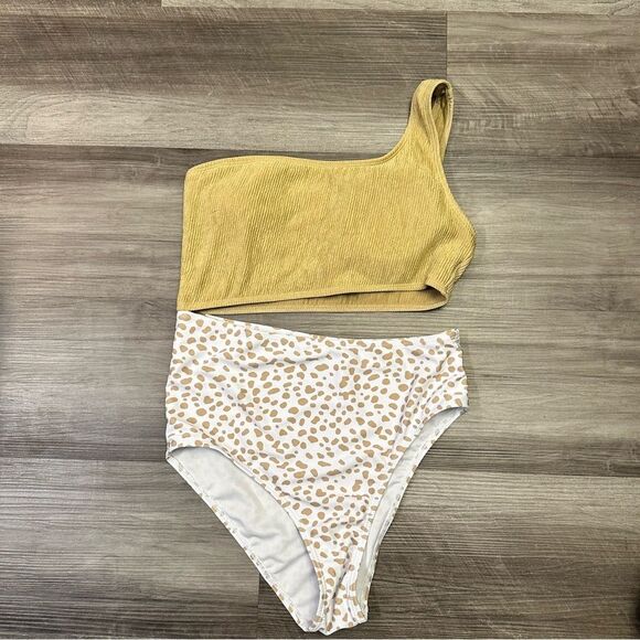 SHEIN Rib Knit Cut-out One Shoulder One Piece Swimsuit size Small - Picture 2 of 6